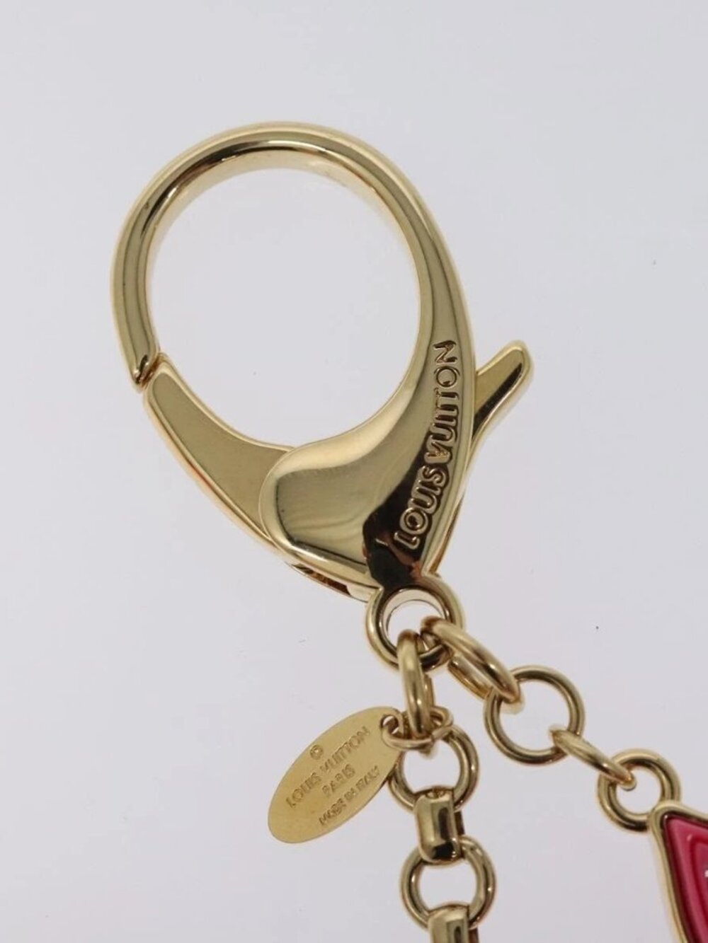 LOUIS VUITTON BijouxSac Knife Key Holder metal Gold Red M66913 LV Auth SW878V - Picture 2 of 8